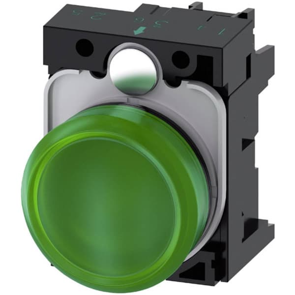 Siemens 3SU1102-6AA40-1AA0 Lampa som varnar platt Grön 24 V/AC, 24 V/DC 1 st