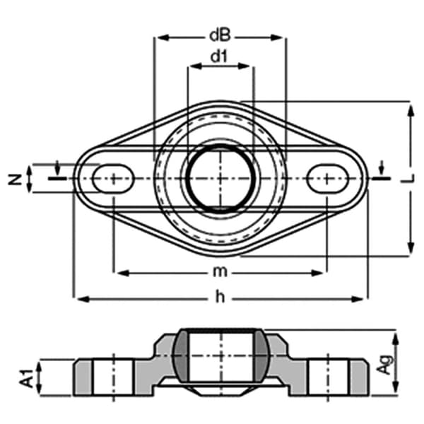 igus EFOM-10 Glid-flänslager Borrdiameter 10 mm Håldistans 36 mm