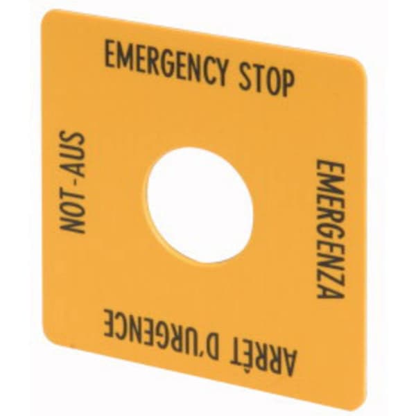 Eaton M22-XYK1 Beteckningsskylt (B x H) 50 mm x 50 mm Nödstopp (de, en, fr, it) Gul 1 st