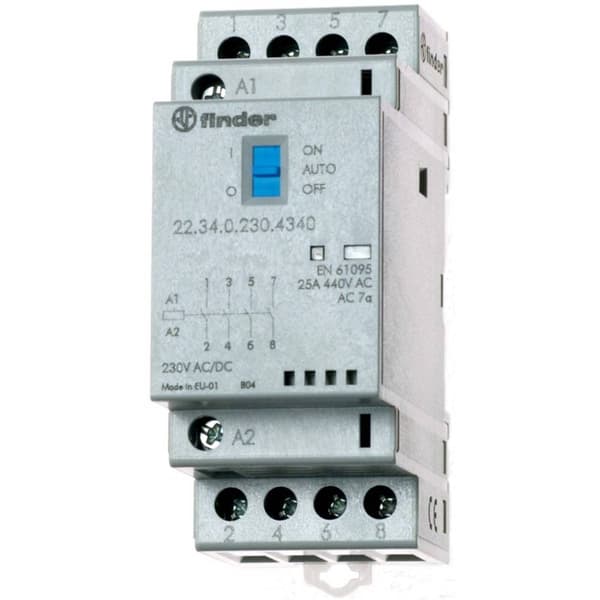 Finder 22.34.0.024.4340 Kontaktor 4 x sluttekontakt 24 V/DC, 24 V/AC 25 A 1 stk