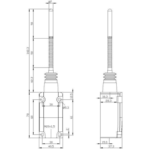 Siemens 3SE51120CR01 3SE5112-0CR01 Positionsbrytare 6 A Fjäderspak, Plastkolv IP65, IP67 1 st