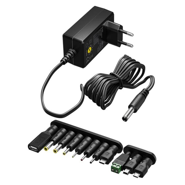 Universal strømadapter 3-12 V - maks. 3,6 W og 0,3 A
