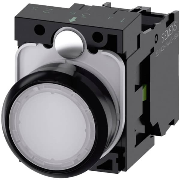 Siemens 3SU11020AB601BA0 3SU1102-0AB60-1BA0 Tryckknapp för lampa Plastfrontring, Flat ställdon Vit 1 st