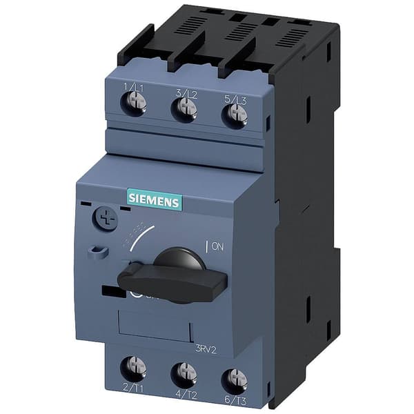 Siemens 3RV2021-1KA10 Brytare 1 st Inställningsområde (ström): 9 - 12.5 A Växelspänning (max.): 690 V/AC (B x H x D) 45