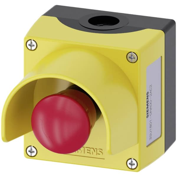 Siemens 3SU18010NA002AC2 3SU1801-0NA00-2AC2 Svampknapp med hölje, med skyddskrage Gul Vrid-upplåsning 1 st