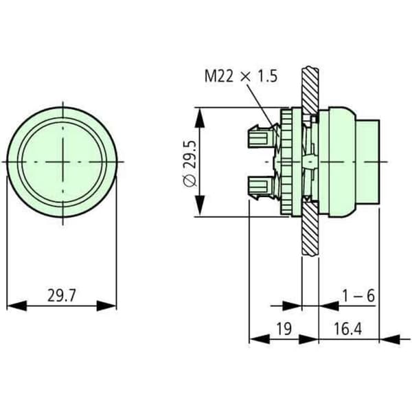 Eaton 216978 M22S-DLH-G-X1 Tryckknapp för lampa Plastfrontring 1 st