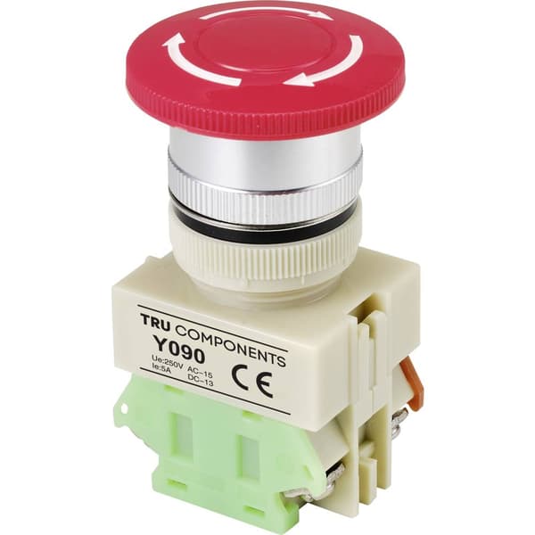 TRU COMPONENTS Y090 Nödstoppsbrytare 5 A 1 NC IP40 1 st