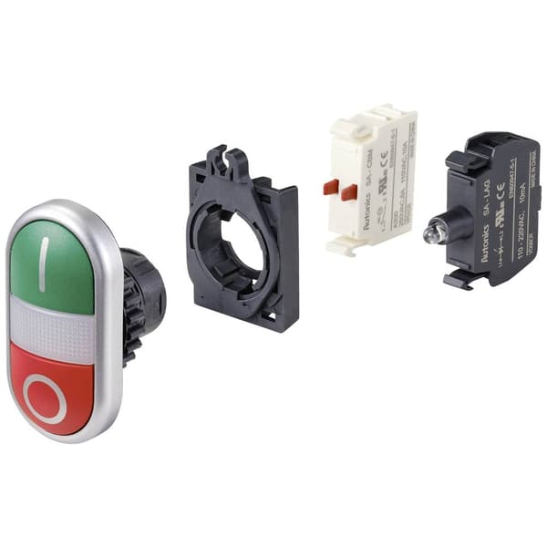 TRU COMPONENTS TC-10344004 S2TR-P3W Dubbel tryckströmställare Grön, Röd 1 st