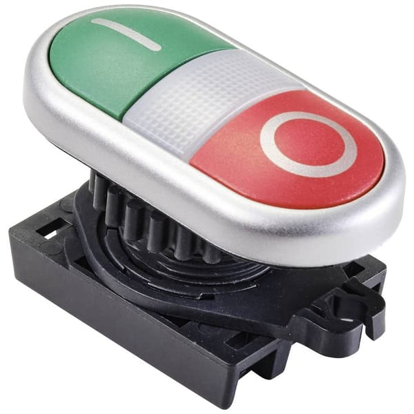 TRU COMPONENTS TC-10344004 S2TR-P3W Dubbel tryckströmställare Grön, Röd 1 st