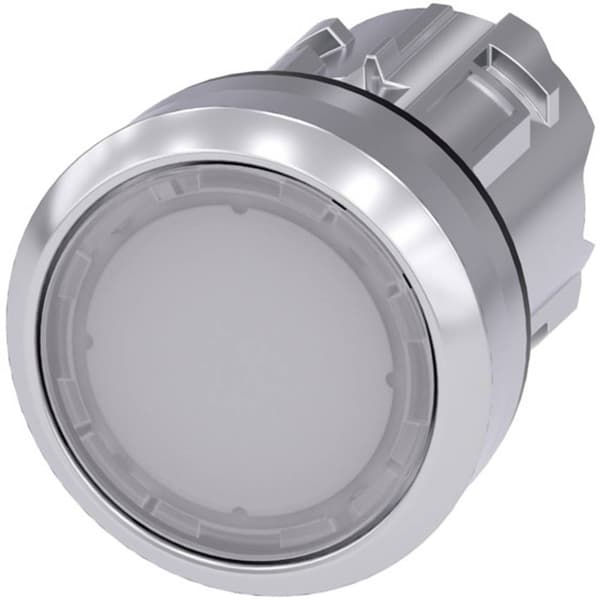 Siemens 3SU10510AB600AA0 3SU1051-0AB60-0AA0 Tryckknapp för lampa Flat ställdon, Metallfrontring, högglans Vit 1 st