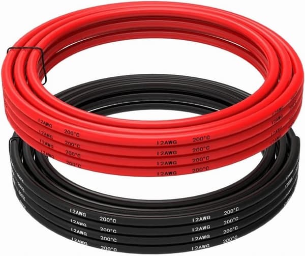 12 AWG fleksibel elektrisk ledning 5 meter [2,5 m sort og 2,5 m rød] dåse - tilbehør til fjernbetjening legetøj silikone kabel