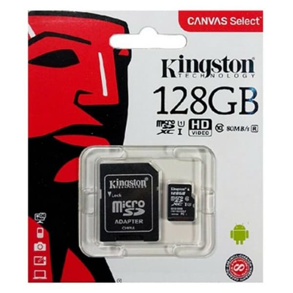Kingston SDCS2/128GB exFAT Micro-SD Minneskort med Adapter - 128 GB lagringskapacitet för din enhet. Skynda dig att köpa!