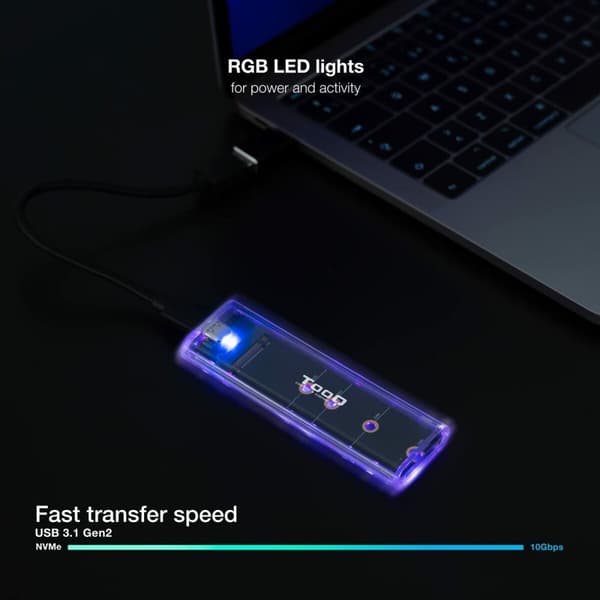 Kovalevykotelo Läpinäkyvä USB USB-C TooQ TQE-2200:lle – Käytännöllinen kotelo kovalevyllesi, USB- ja USB-C-liitännöillä.