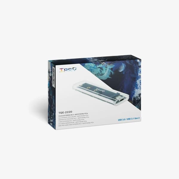 Kovalevykotelo Läpinäkyvä USB USB-C TooQ TQE-2200:lle – Käytännöllinen kotelo kovalevyllesi, USB- ja USB-C-liitännöillä.