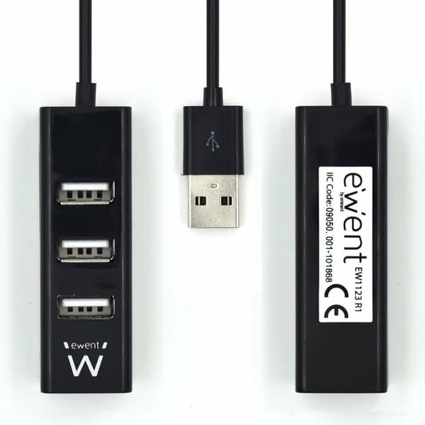 USB-hubb Ewent EW1123 i Svart - Praktisk och effektiv USB-hubb för enkel anslutning.