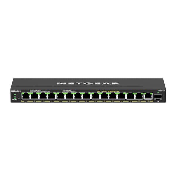 Netgear GS316EPP-100PES - Kompakt Ethernet-switch med 16 porte til hurtig og pålidelig netværksforbindelse. Fremragende til små virksomheder.