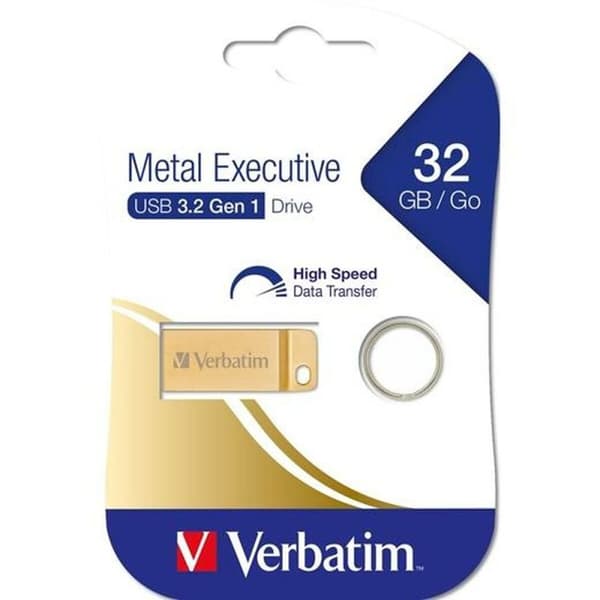USB-nøgle Verbatim Executive Guld - Elegant og pålidelig guld-nøgle til professionelt brug. Fremragende til lagring og overførsel af filer.