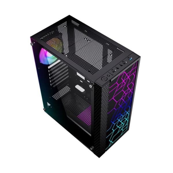 ATX Semitorn GEMBIRD Fornax 2500 ARGB Sort Multifarvet - Kraftfuldt gaming kabinet med RGB-belysning for en farverig spiloplevelse.