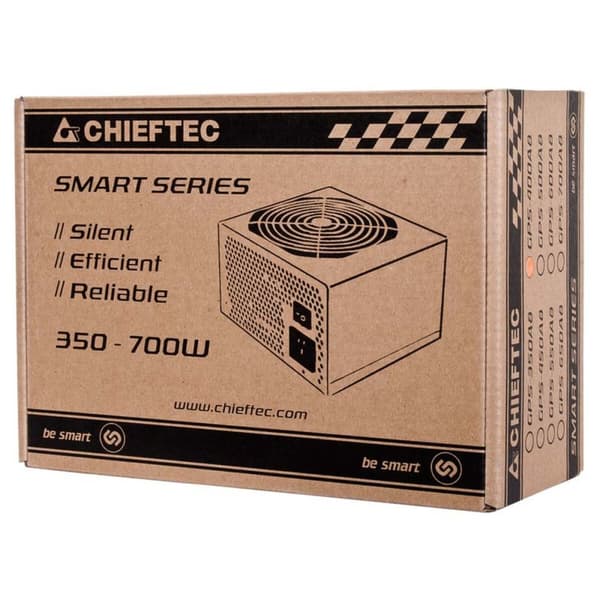 Chieftec GPS-400A8 400 W ATX Strømforsyning - Kraftfuld og pålidelig enhed til computere med 400 W effekt og ATX RoHS-certificering.