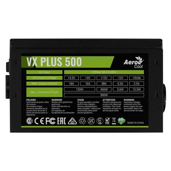 Strømforsyning Aerocool VX Plus 500 500 W ATX 80 PLUS – Effektiv og pålidelig strømforsyning til din computer.