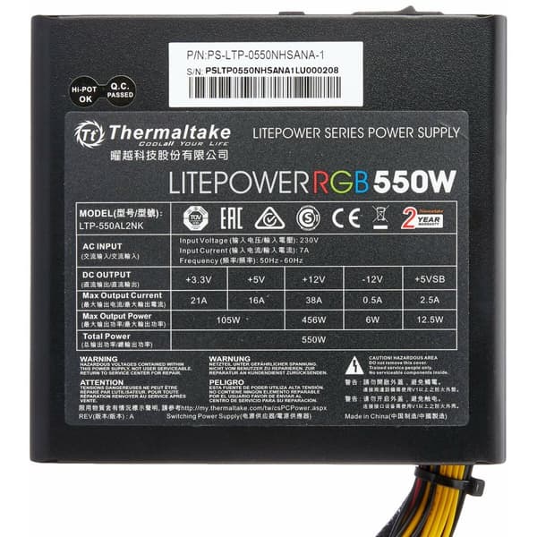 Strømforsyning THERMALTAKE PS-LTP-0550NHSANE-1 ATX 550 W - Effektiv 550W ATX-strømforsyning fra THERMALTAKE