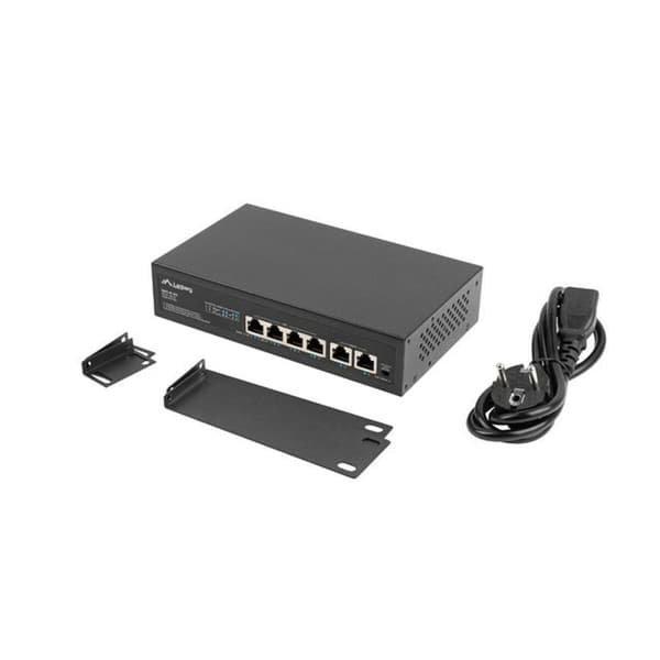 Verkkokytkin Lanberg RSFE-4P-2FE-60 - Kompakti ja luotettava kytkin verkkoosi. Varustettu 4 PoE-portilla ja 2 Gigabit Ethernet -portilla.