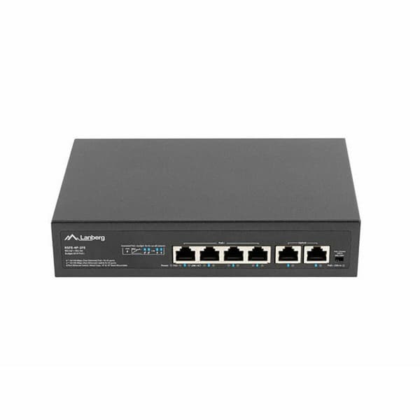 Verkkokytkin Lanberg RSFE-4P-2FE-60 - Kompakti ja luotettava kytkin verkkoosi. Varustettu 4 PoE-portilla ja 2 Gigabit Ethernet -portilla.