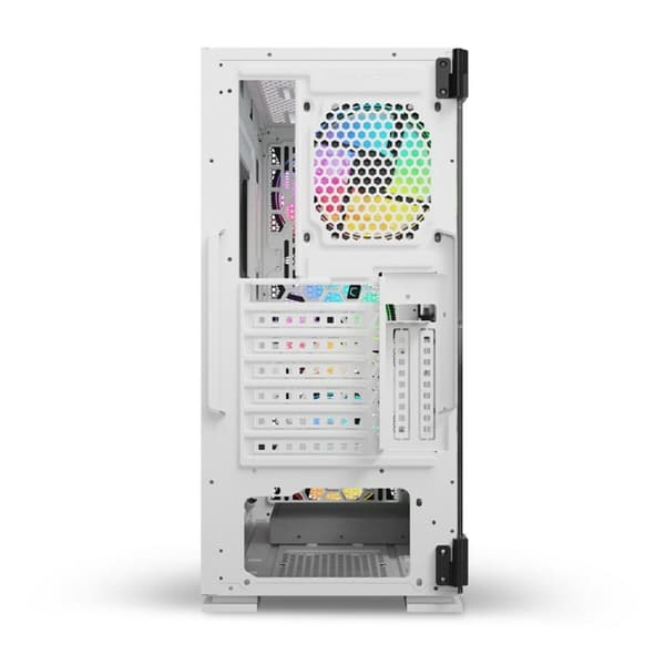 ATX Semitorn Savio RAPTOR WHITE X1 Musta Monivärinen - Premium-pelitietokone monipuolisella suunnittelulla ja värikkäillä yksityiskohdilla.
