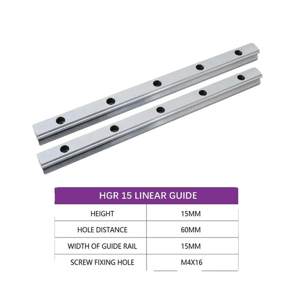 HGR15 Lineær Guide, Højde 15MM, Bredde 15MM,2 STK HGR15 guide, 1000 mm