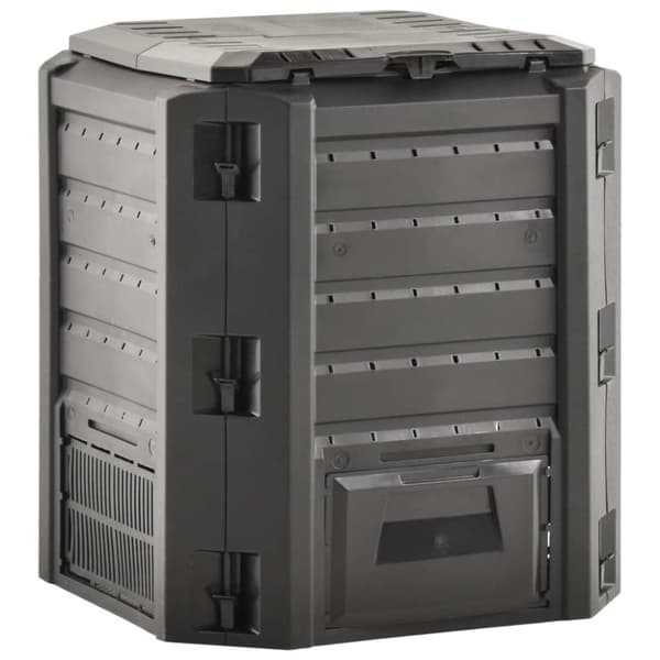 vidaXL Puutarhan kompostiastia musta 380 l