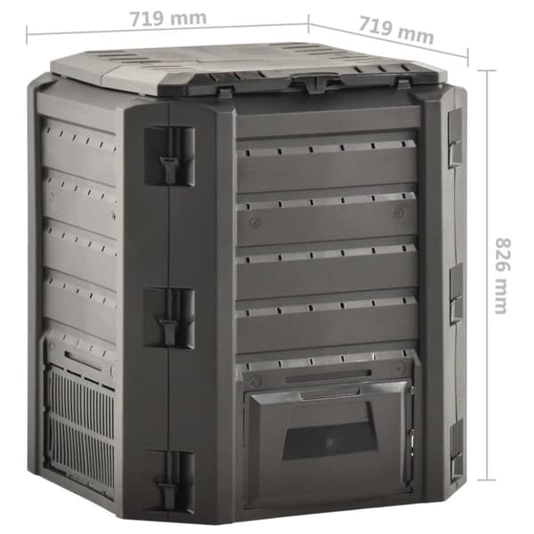 vidaXL Puutarhan kompostiastia musta 380 l