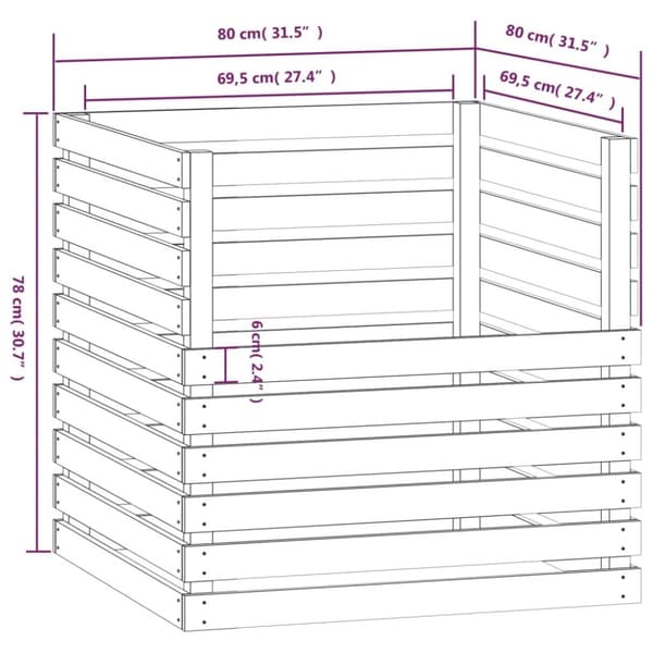 vidaXL Komposti 80x80x78 cm täysi mänty