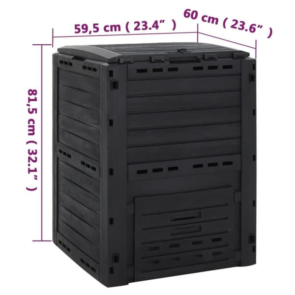 vidaXL Puutarhakompostori musta 280 l polypropeeni