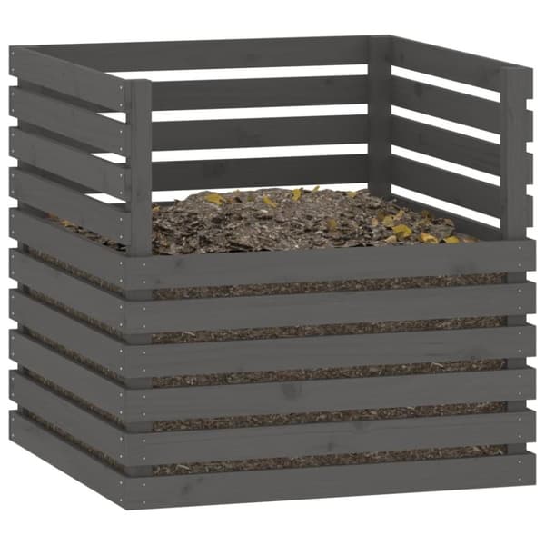 vidaXL Kompostkasse grå 80x80x78 cm heltre furu