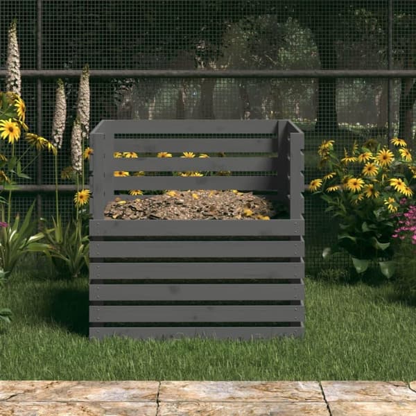 vidaXL kompostbeholder 80x80x78 cm massivt fyrretræ grå