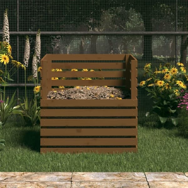 vidaXL Komposti hunajanruskea 80x80x78 cm täysi mänty