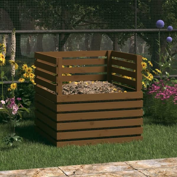 vidaXL Komposti hunajanruskea 80x80x78 cm täysi mänty