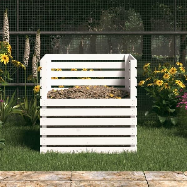 vidaXL kompostbeholder 80x80x78 cm massivt fyrretræ hvid