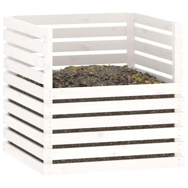vidaXL kompostbeholder 80x80x78 cm massivt fyrretræ hvid