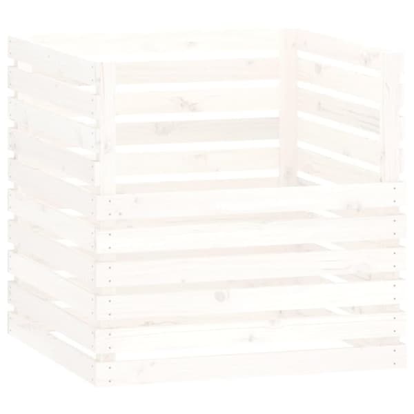 vidaXL kompostbeholder 80x80x78 cm massivt fyrretræ hvid