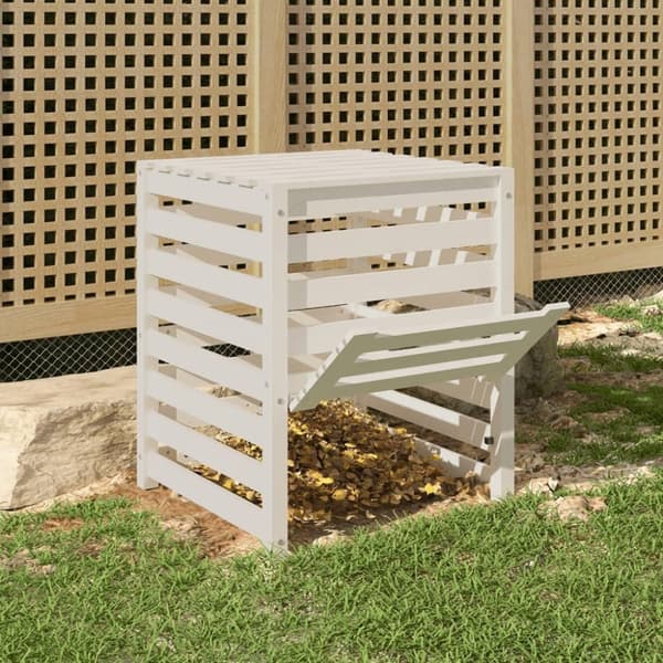 vidaXL Kompostkasse hvid 63,5x63,5x77,5 cm heltre furu