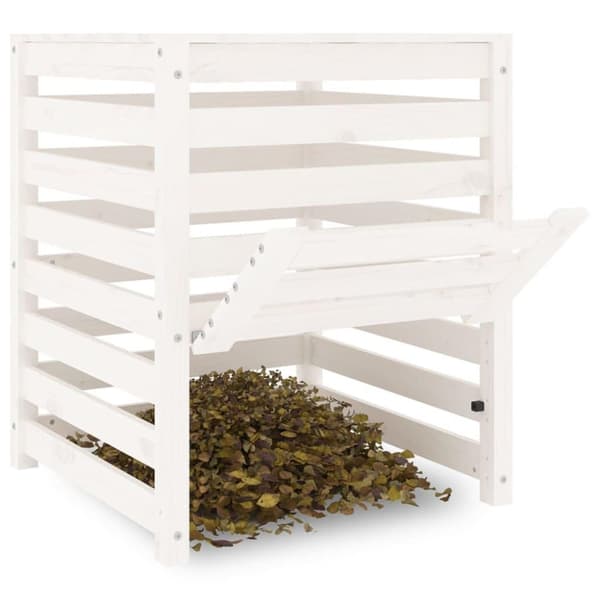 vidaXL Kompostkasse hvid 63,5x63,5x77,5 cm heltre furu