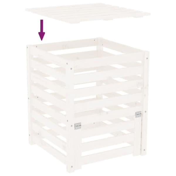 vidaXL Kompostkasse hvid 63,5x63,5x77,5 cm heltre furu