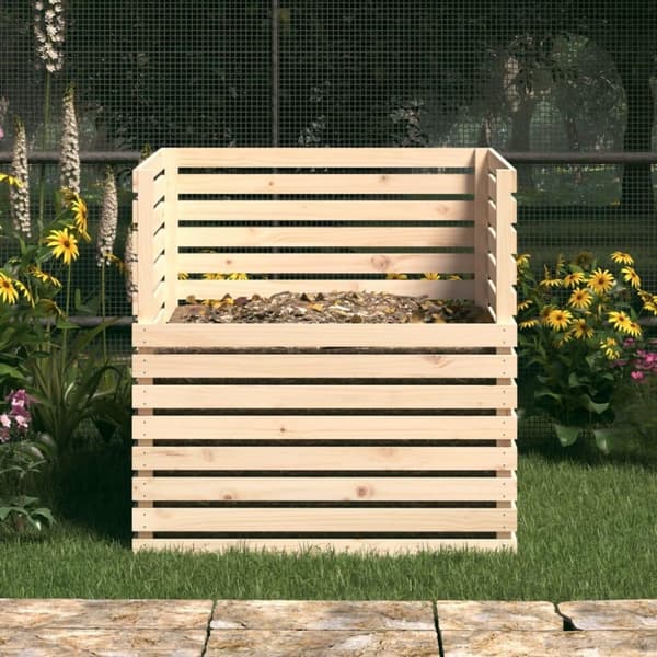 vidaXL Kompostlåda 100x100x102 cm massiv furu