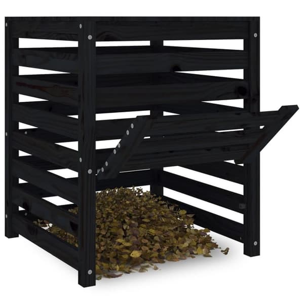 vidaXL Komposti musta 63,5x63,5x77,5 cm täysi mänty