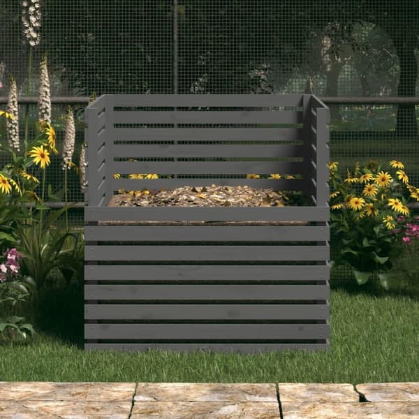 vidaXL kompostbeholder 100x100x102 cm massivt fyrretræ grå