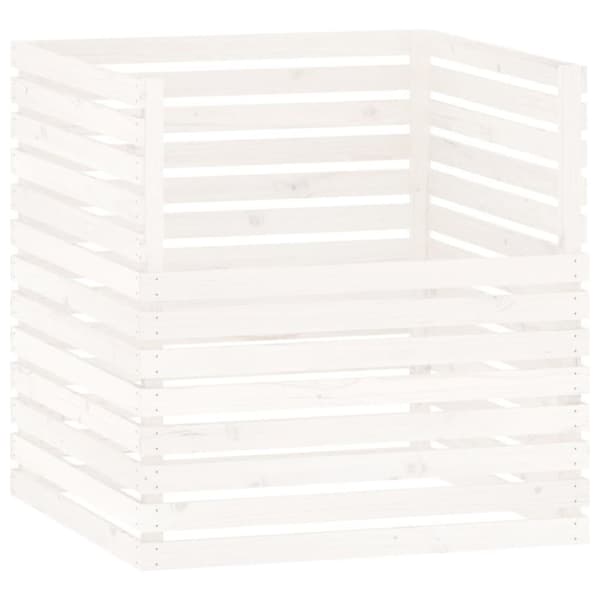 vidaXL Kompostlåda vit 100x100x102 cm massiv furu