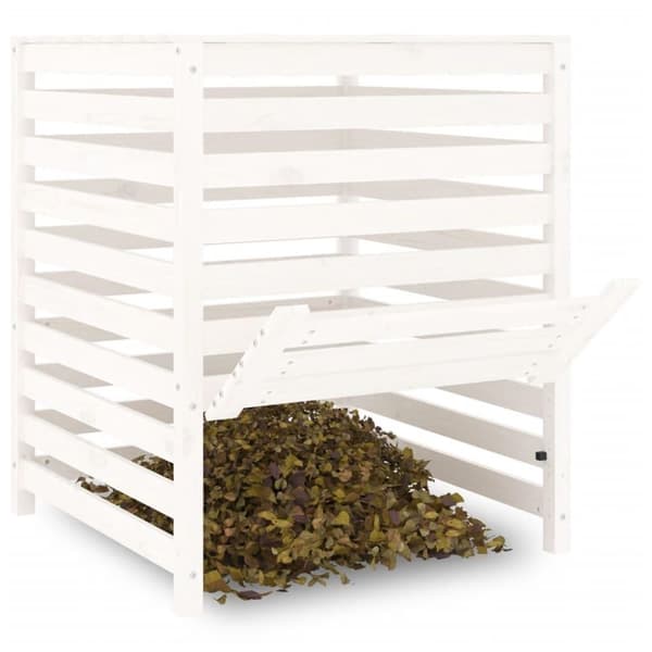 vidaXL Kompostkasse hvid 82,5x82,5x99,5 cm heltre furu