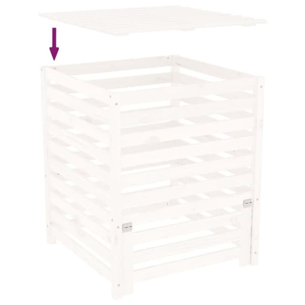 vidaXL Kompostkasse hvid 82,5x82,5x99,5 cm heltre furu