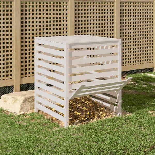 vidaXL Kompostkasse hvid 82,5x82,5x99,5 cm heltre furu